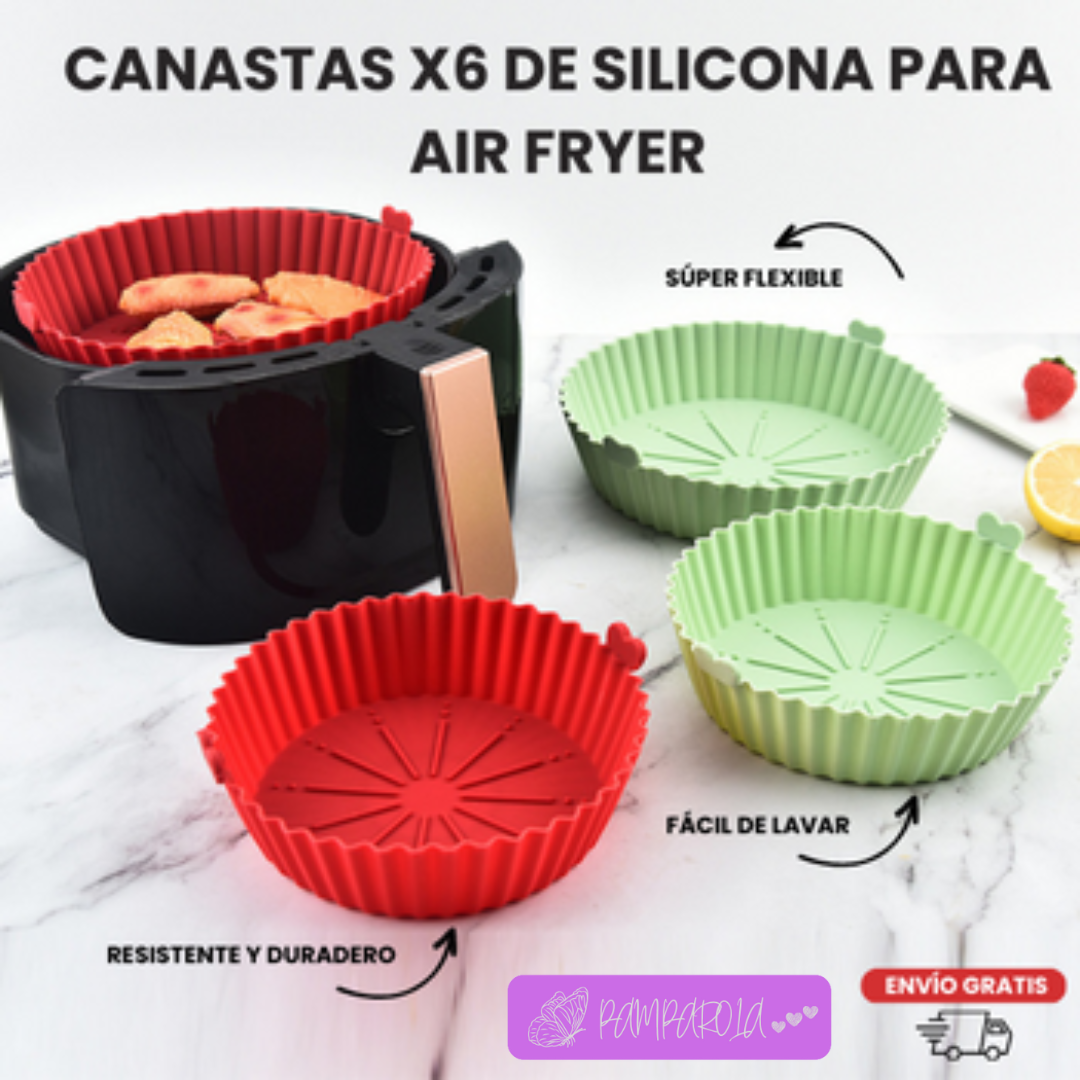 PACK DE 6 CANASTAS DE SILICONA PARA AIR FRYER